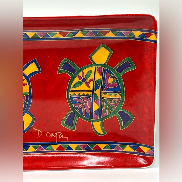 Dawn Oman Skye McGhie Turtle Dance Yellowknife Canada Porcelain Serving Red Tray - Picture 4 of 9